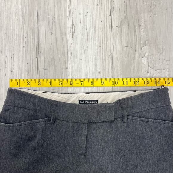 Fashion Bug Y2K Gray Mid Rise Straight Wide leg Work Dress Hemmed Pants 4 - Picture 9 of 13